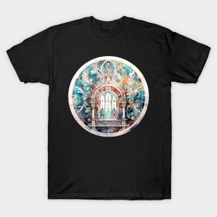 Stained glass window in winter colours T-Shirt